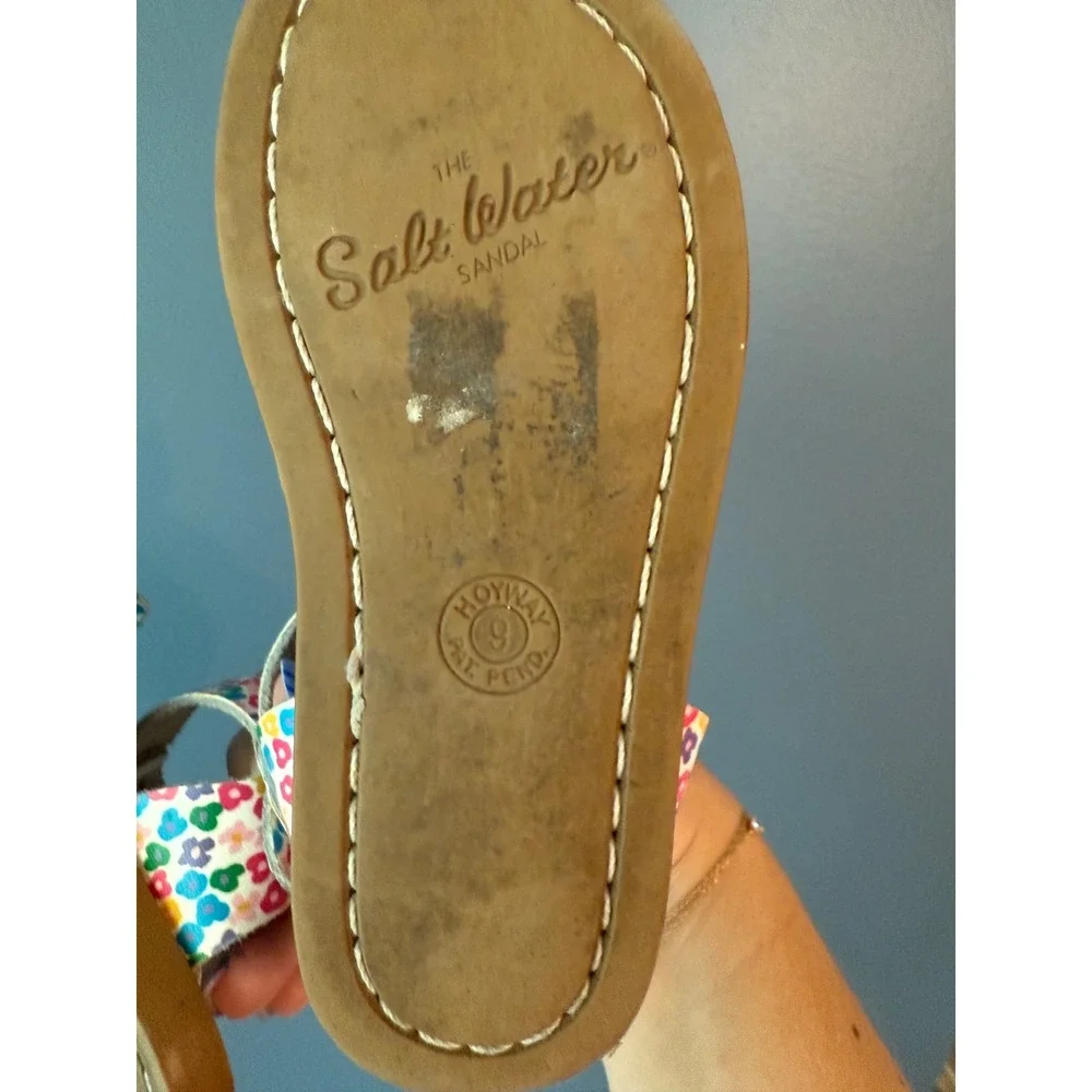 Salt Water Sandals Hoy Retro Floral Print Leather‎ Buckle Sandals Kids Size 9